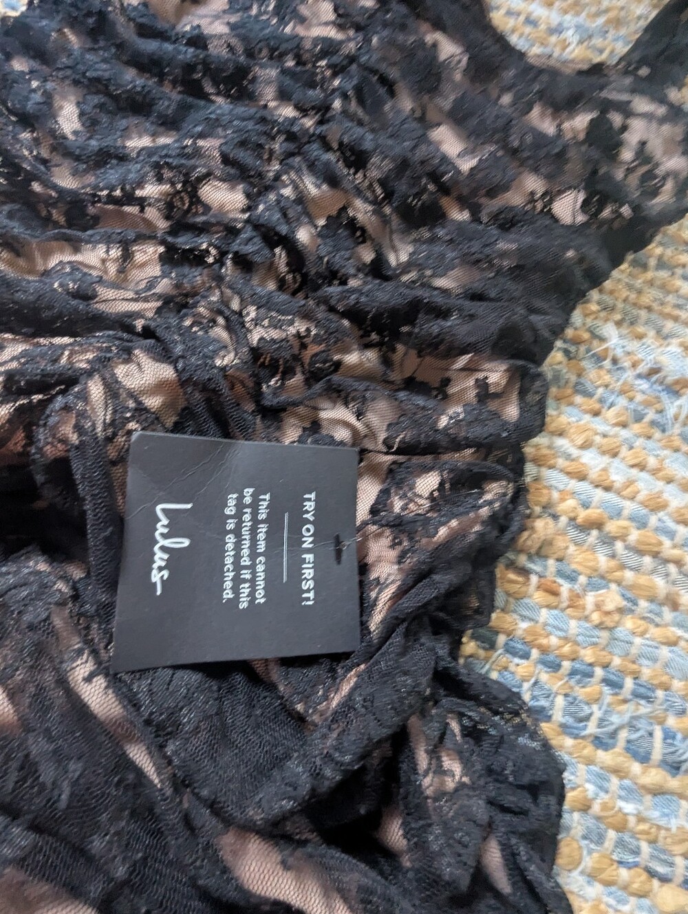 NWT Lulus Black Nude Lace Ruched Mesh Mini Dress M Sheer Goth Coquette 90s Vamp - Picture 10 of 11